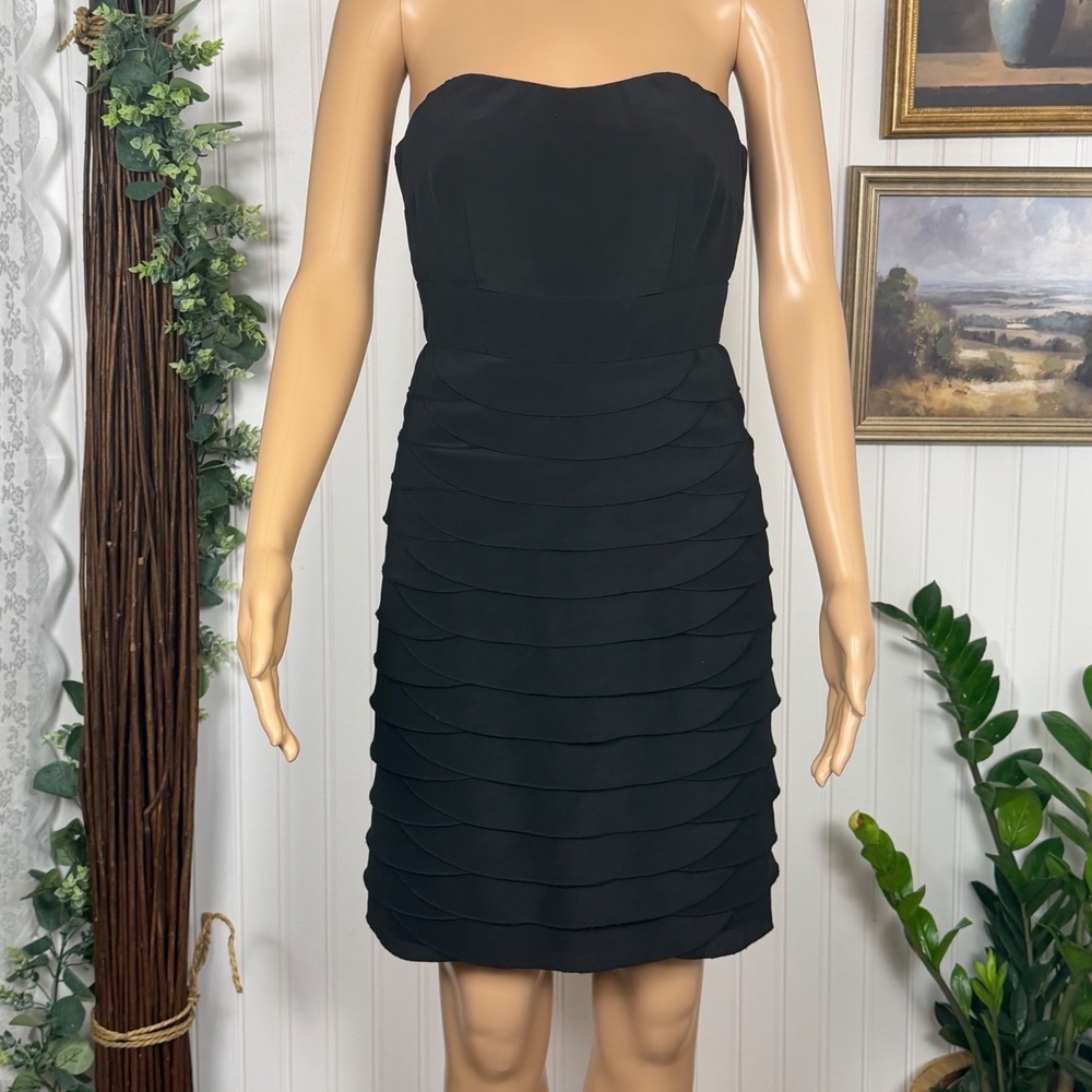 Y2K Gianni Bini Strapless Cocktail Dress Womens Size 0 Black Excellent Ruffle